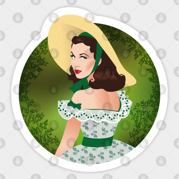 Scarlett O'Hara Sticker by AlejandroMogolloArt